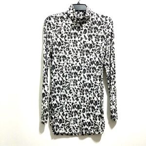JW Style Women’s Animal Print White Turtleneck Long Sleeve Tee